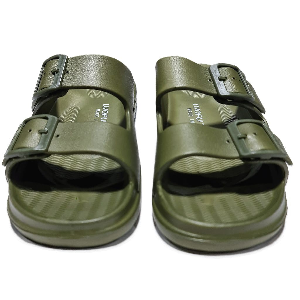 LUOFU ORIGINAL jelly sandal karet empuk murah pria slop gesper cowok import E6194