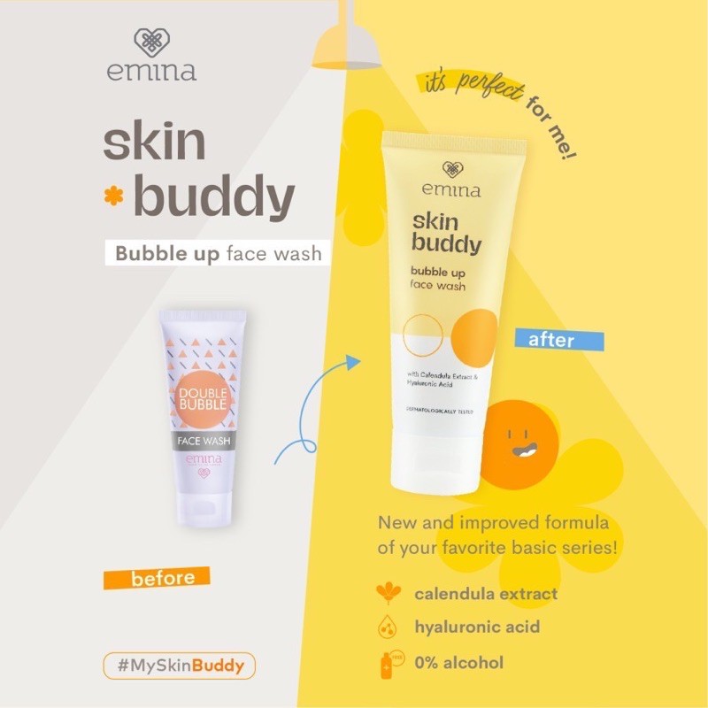 `ღ´ PHINKL `ღ´ ╰☆☆ 𝔢мιℕά ☆☆╮ Emina Skin Buddy Bubble Up Facial Wash sabun cuci muka cocok untukkulit sensitif remaja