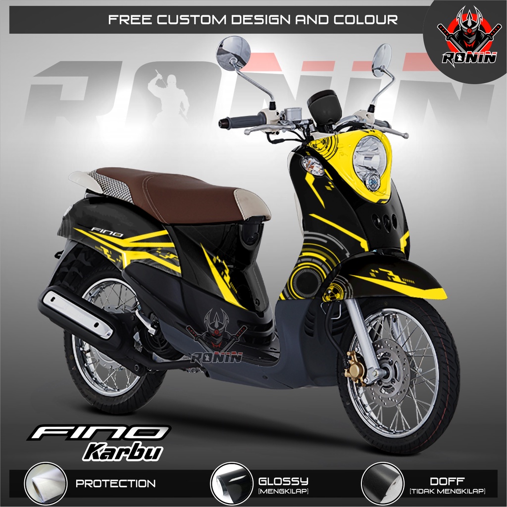 Sticker Decal Full Body Fino Karbu Fino Lama Motif Techno Yellow