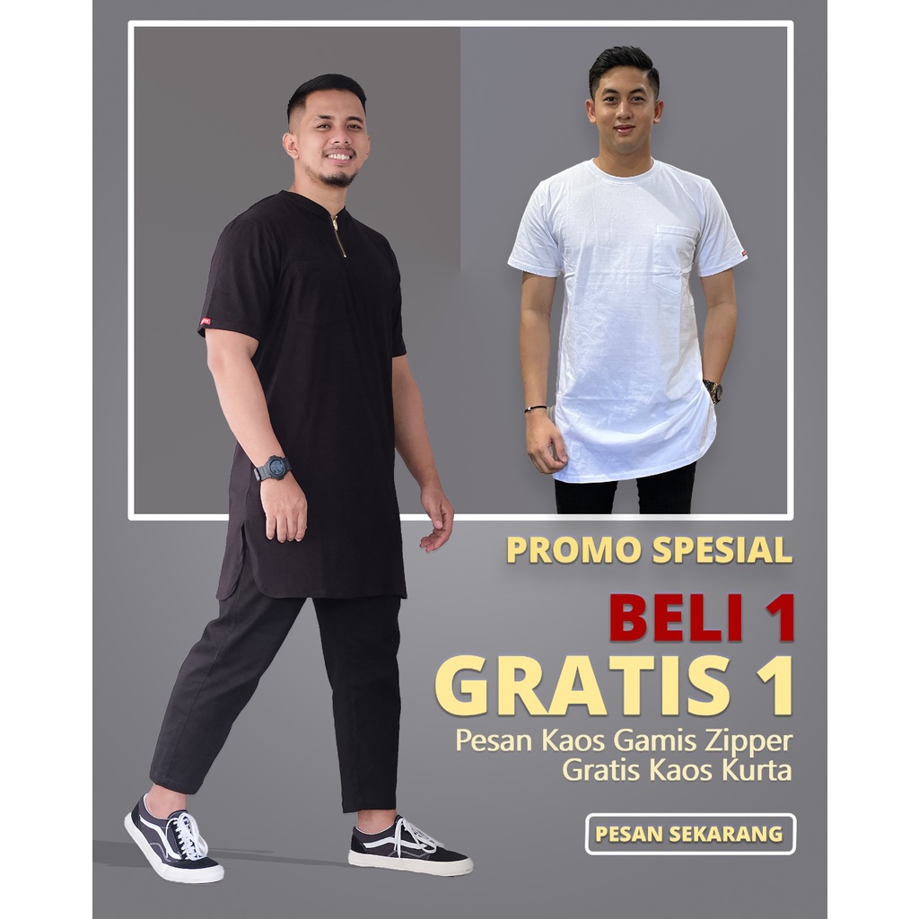 Gamis Zipper Free Kaos Kurta