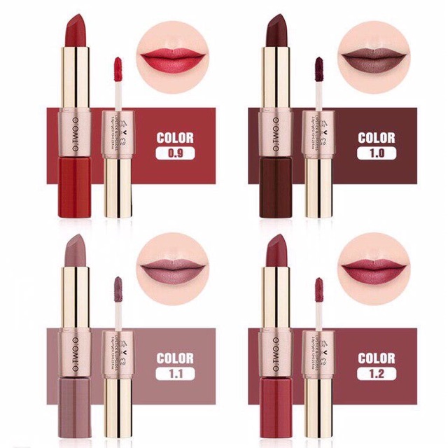 O.TWO.O 2 In 1 Lipstick + Lip Gloss Velvet Matte Texture Long Lasting Waterproof