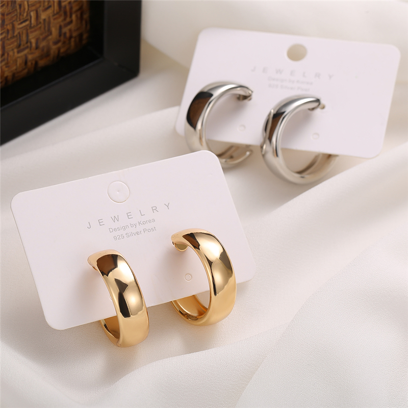 Korean Personality  Geometric Gold Earrings Retro Simple Circle Earring Jewelry Accessories