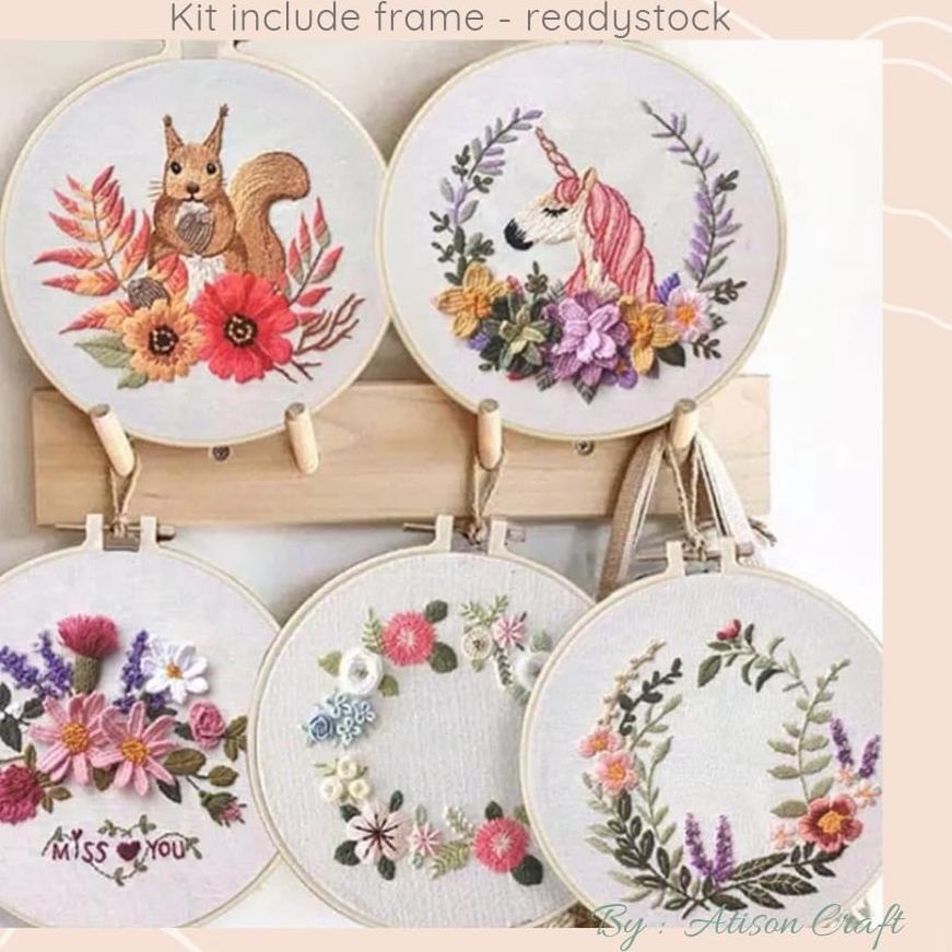 ☪ DIY EMBROIDERY HOOP KIT sulaman kristik jahit bordir with hoop - MIX ➸