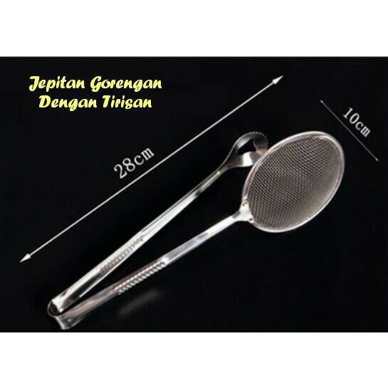 Pencapit Gorengan 2in1 Jepitan Gorengan Dengan Tirisan Minyak Stainless Steel Tahan Panas