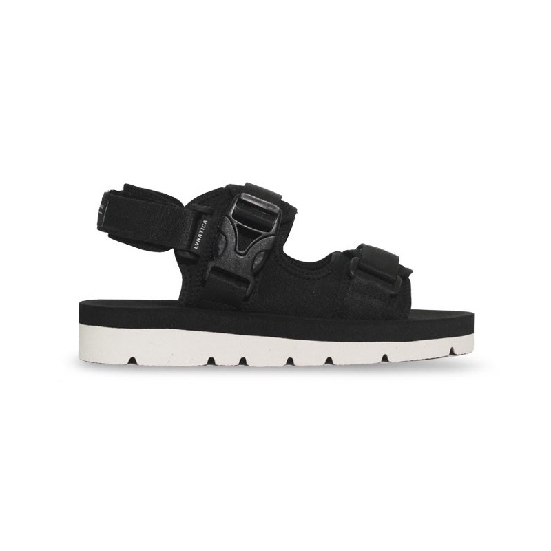 ALMOST BLACK WHITE ORIGINAL x LVNATICA Sandal Casual Hitam Pria Sendal Gunung Kasual Jalan Santai Harian Main Hangout Lebaran Traveling Fashion Distro Remaja Dewasa Outdoor Adventure Premium Travelling Footwear Tali 2 Strap Keren Terbaru Kekinian Branded