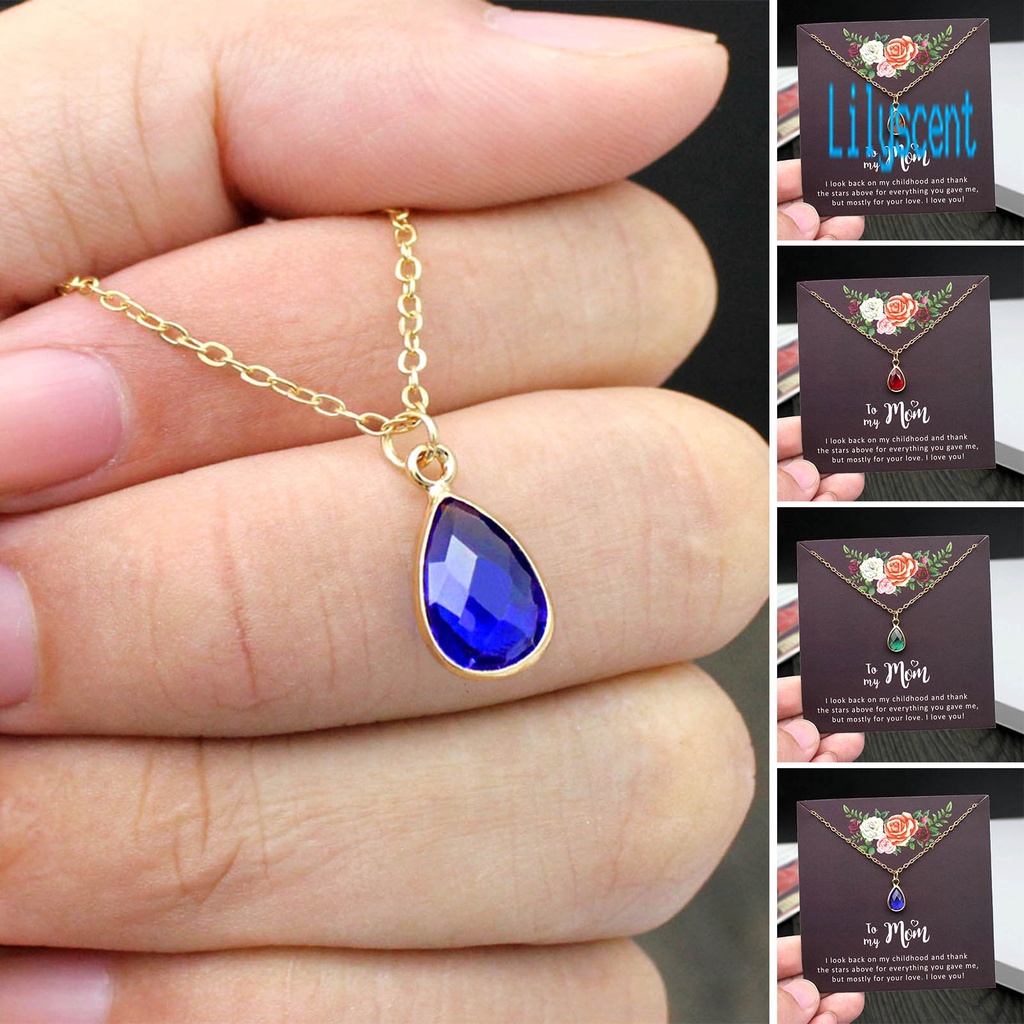 Kalung Kristal Imitasi Bentuk Water Drop Untuk Wanita