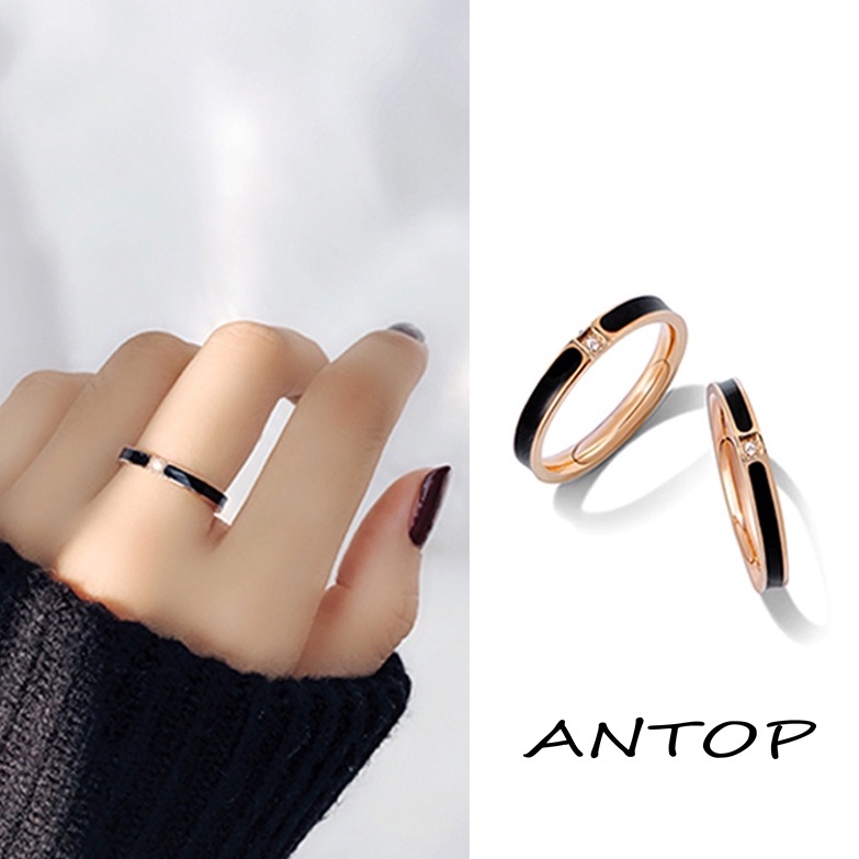 Cincin Korea perak Gaya Punk Cincin titanium Pria Wanita aesthetic keren Silver Ring Jewelry ANTOP