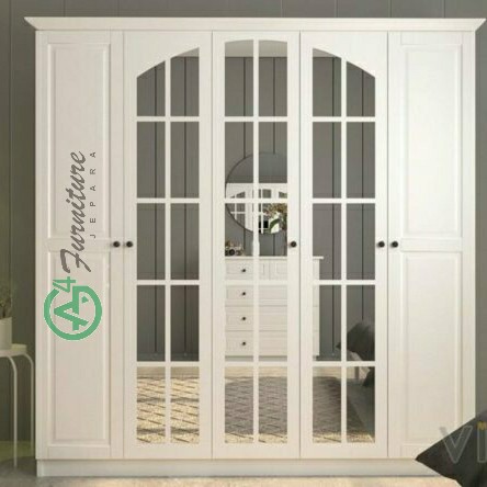 Lemari Baju Minimalis Beyza Duco Putih - Kayu Jati