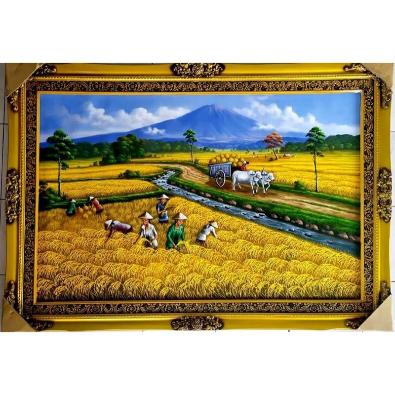 lukisan panen timbul lukisan detail lukisan asli kanvas hasil tangan