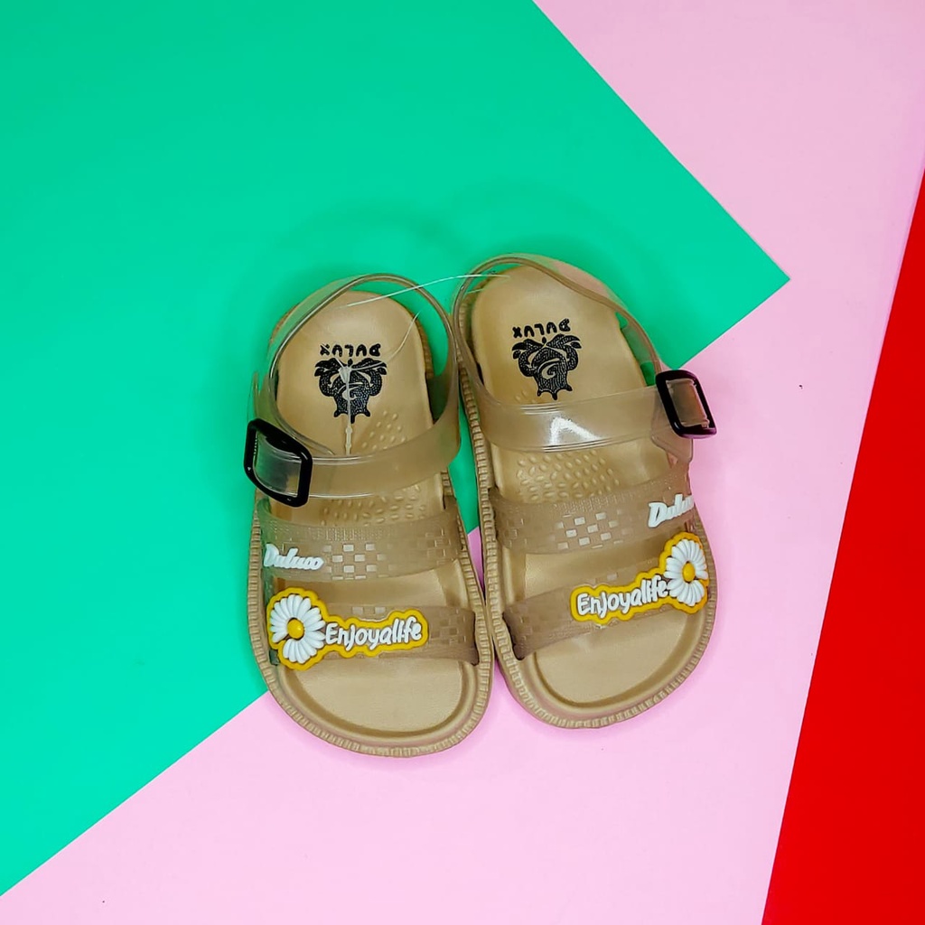 DULUX 323G K-6P Sandal Anak Perempuan Slip-on Gesper Belakang Import Sandal Slip-on Bahan Karet Motif Bunga Lucu Sandal Anak Perempuan 2 Tahun