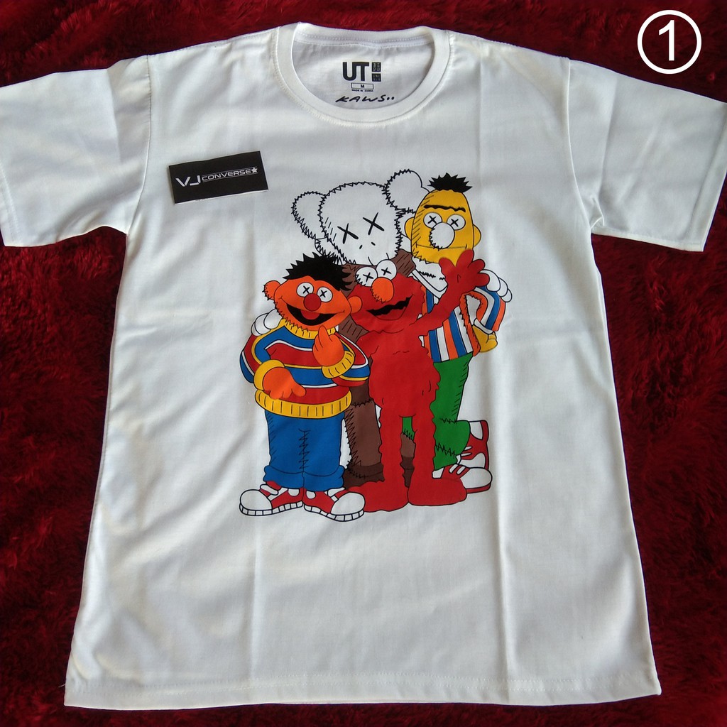 Kaos Baju  TShirt UNIQLO x KAWS  x Sesame Street PREMIUM UT MIRROR ORI Shopee Indonesia