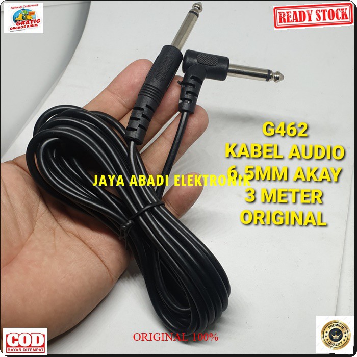 G462 Kabel mic 3 meter jack akay akai guitar Gitar Bass Keyboard mic wireles receiver jek akai jack konektor adapter converter konverter splitter universal sambungan penyambung male multi G462  6,5 mm  Low Noise Walaupun di Gain yang tinggi. - M