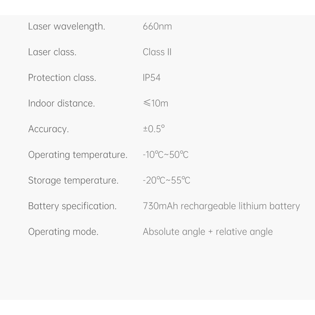 Xiaomi Duka Atuman Laser Casting Angle Meter LI 1 High Precision Type-c Charging Double-sided LED screen Real Time Angle Measurement