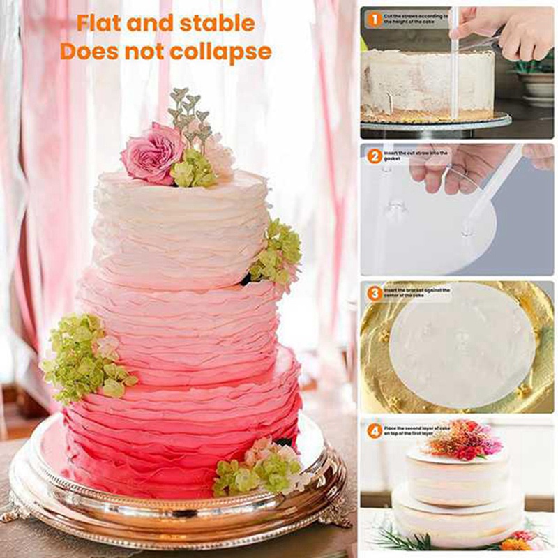 Cake Plate,5 Cake Stand, Cake Base (9/12/16/20/20 cm) with 15 Dowel Rods, Reusable for Tiered Stacked Cakes, for Wedding