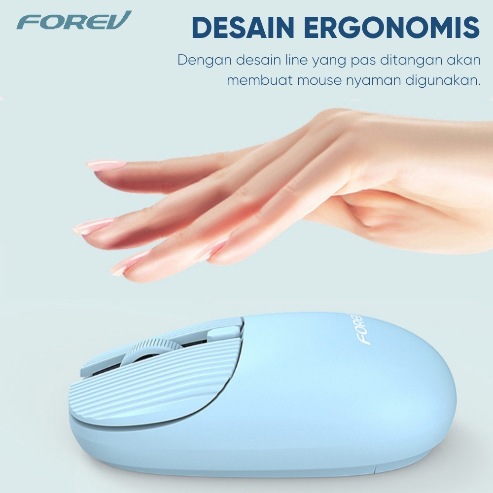 Mouse Wireless Forev FV-198 2.4G Ergonomic Gaming Up to 1600DPI Mouse Macaron