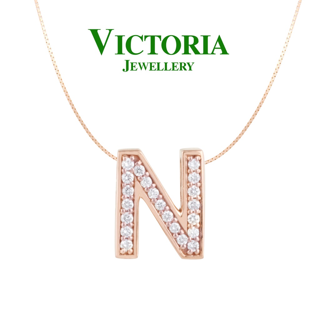 Liontin Berlian Inisial N / Liontin Berlian Huruf N Victoria Jewellery