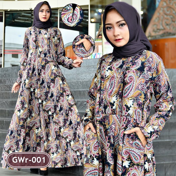 Gamis Busui bahan Wolfis / Longdress motif / Longdress pokadot / GWr