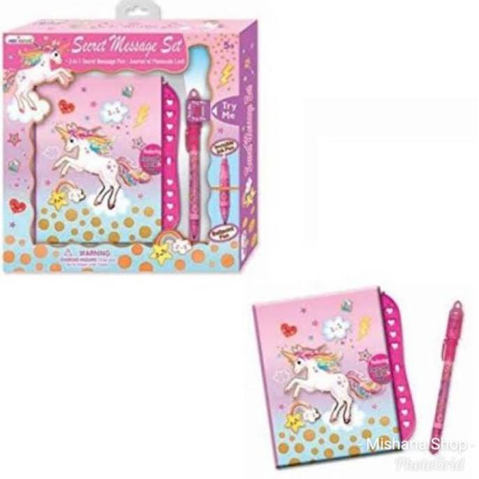 

Buku Diary Anak Secret Message Unicorn & Invisible Ink Pen HOT FOCUS