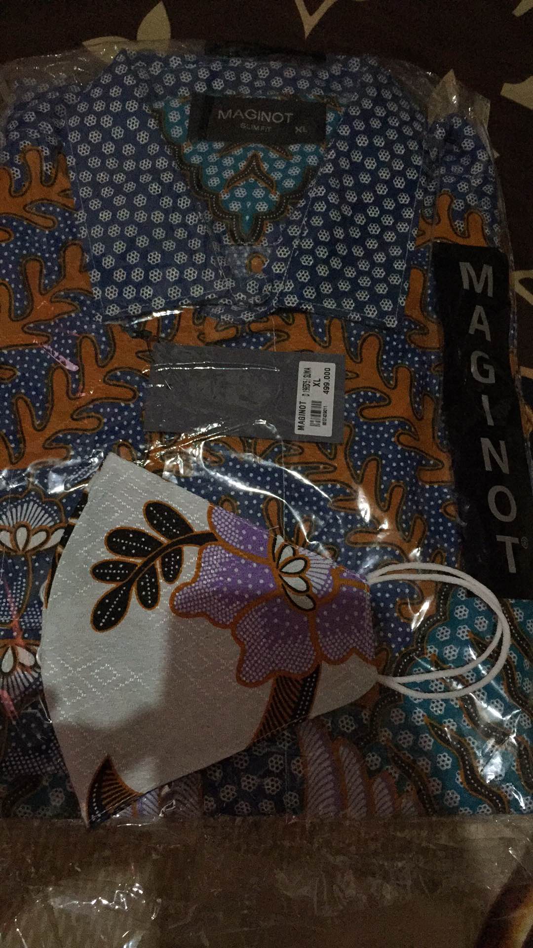 Maginot Kemeja Batik 2.0 Suma-ls Motif Timbul Lengan Panjang Pria + Free Masker