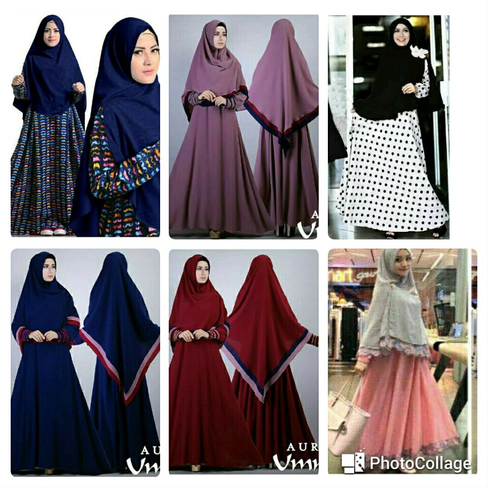 atk Syari Mayra gamis maxi dress terusan wanita murah daun bunga simple elegan hitam hijab modis