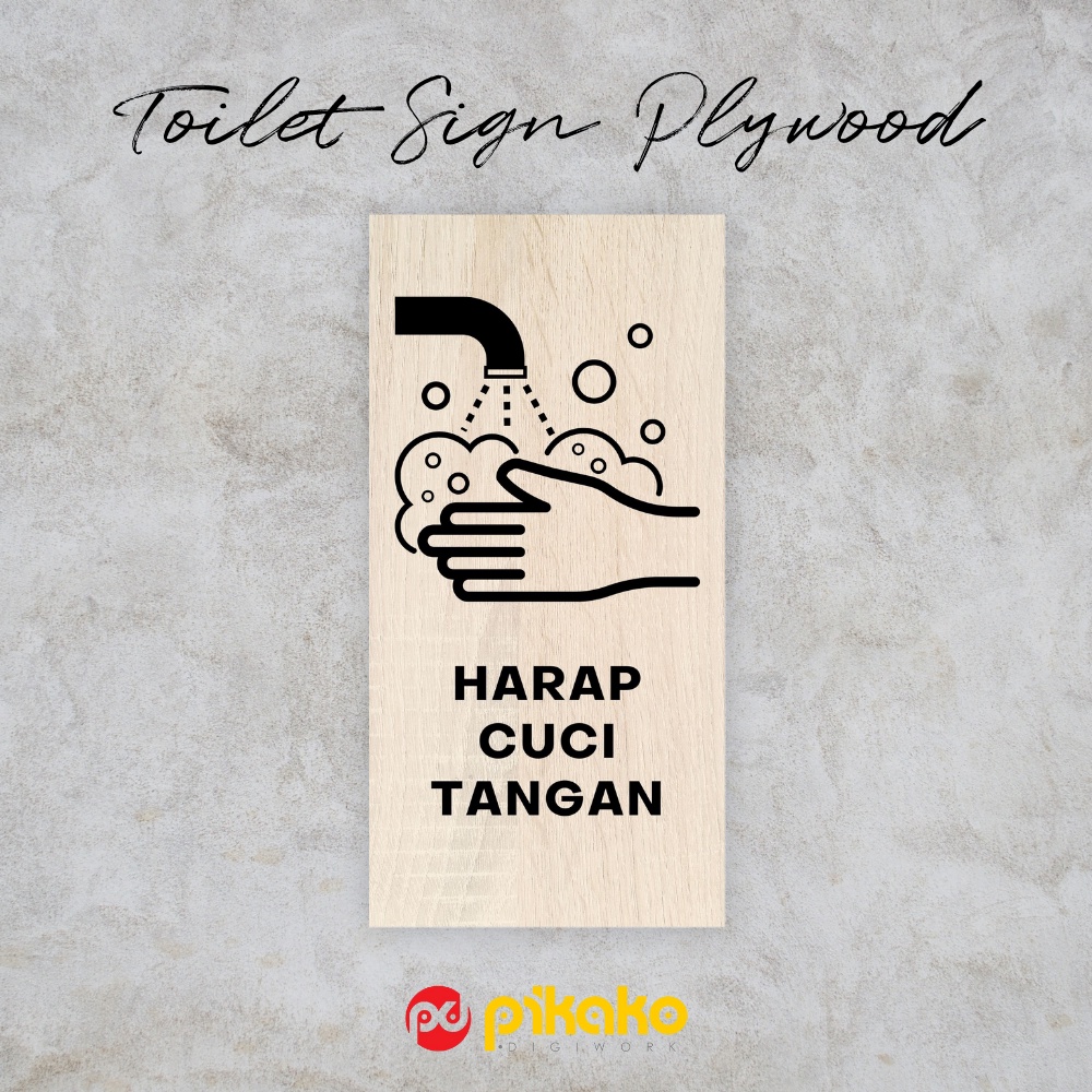 

Sign Board Signage Plywood Kayu Asli Wood Print Cuci Tangan 10x20cm