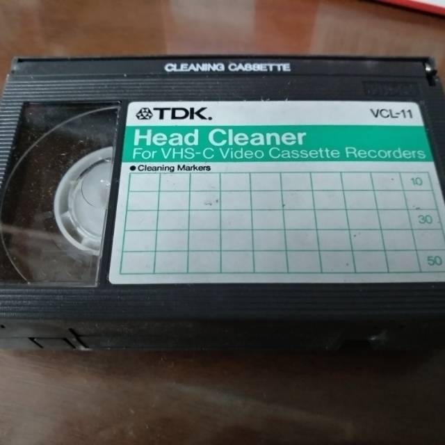 TDK pembersih head VHS-C S-VHS-C VIDEO head cleaner tape VCL-11 DRY
