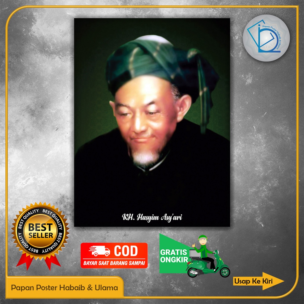 Papan/Bingkai Poster KH. Hasyim Ashari. Ukuran 30x40cm 5mm