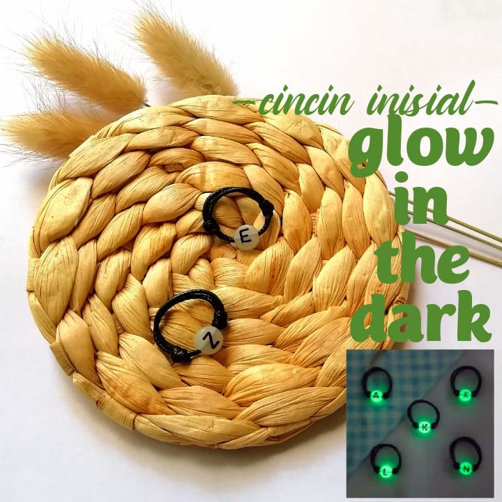 Cincin Glow In The Dark / Cincin Inisial Huruf / Cincin Huruf / Cincin Custom / Cincin Pria Wanita