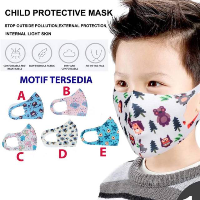 Masker anak motif lucu