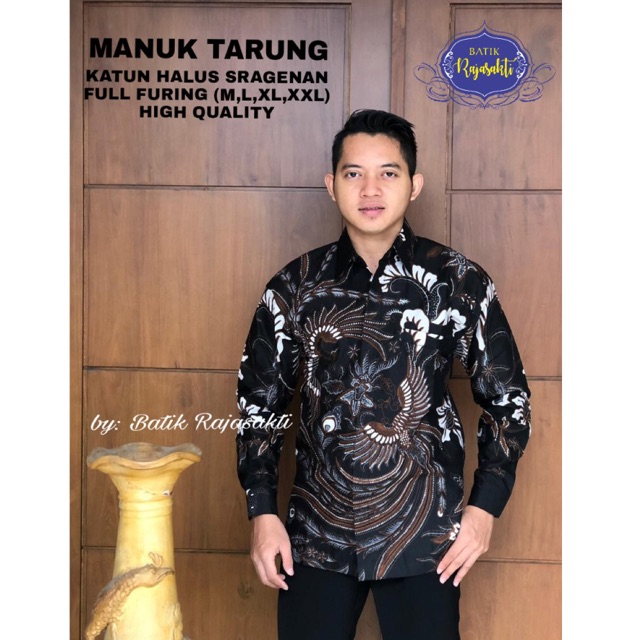 Batik Pria MANUK TARUNG Katun Cabut Full Furing Termurah