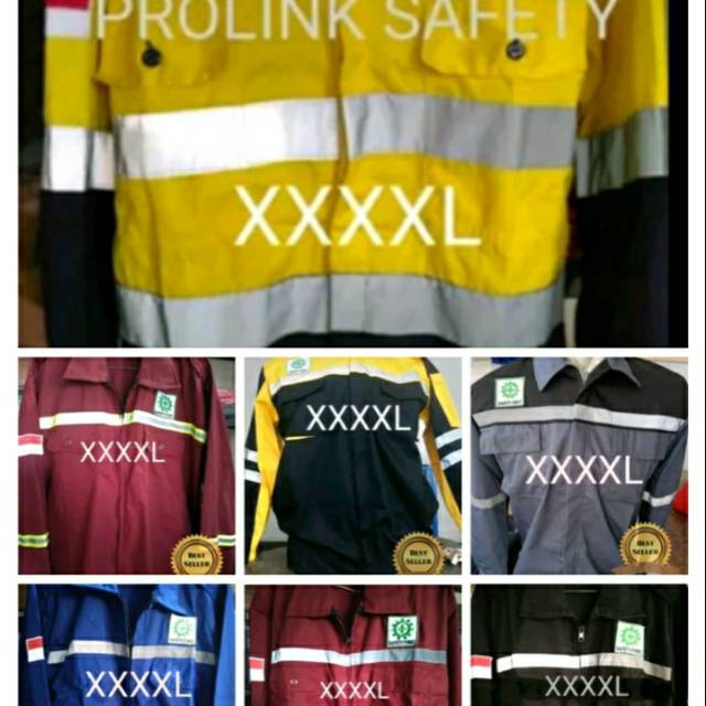 Seragam Safety jumbo XXXL lingkar badan 130 cm