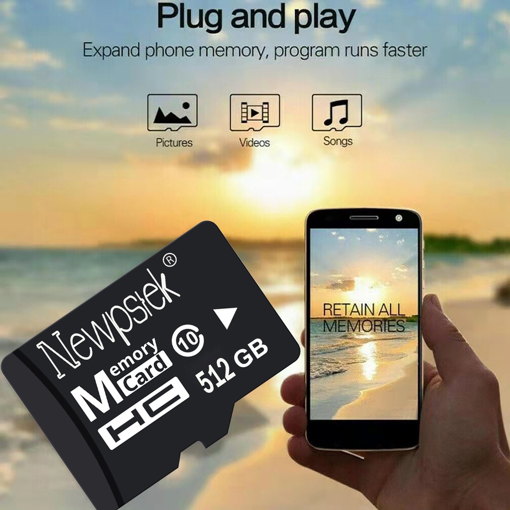 (Huluboy) Kartu Memori TF Flash Card 32 / 64 / 128 / 256 / 512GB / 1TB Portable Warna Hitam Untuk MP3 MP4 / Kamera