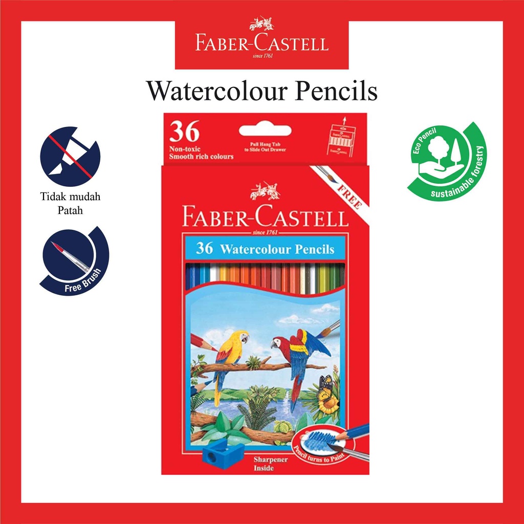 

Pensil Warna Faber Castell 36 Warna / Water Colour Pencil / Ukuran Panjang / Gratis Kuas dan Rautan
