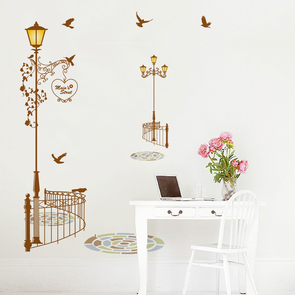 RELIZA WALLSTICKER 60X90 LAMPU TAMAN COKELAT WALL STICKER DINDING JM7258