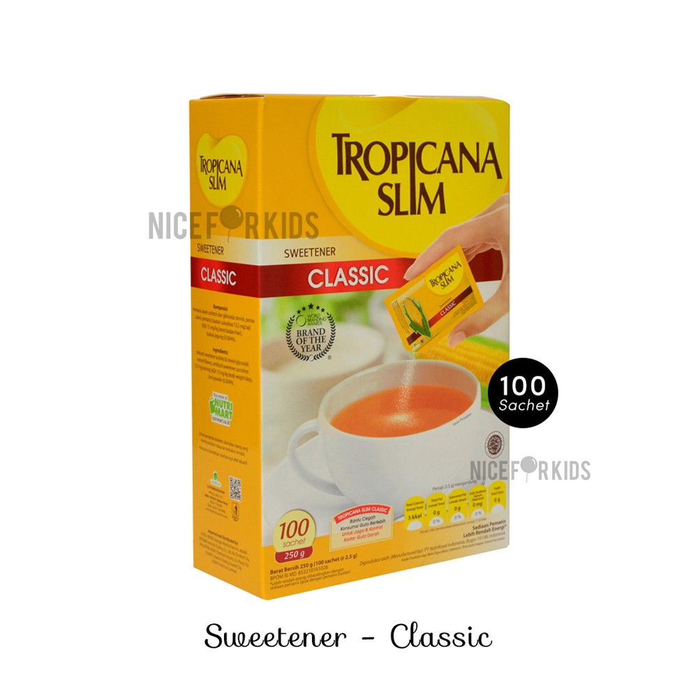 Tropicana Slim Sweetener Classic Kemasan Box isi 25pcs, 50pcs, 100pcs @ sachet 2.5 gr