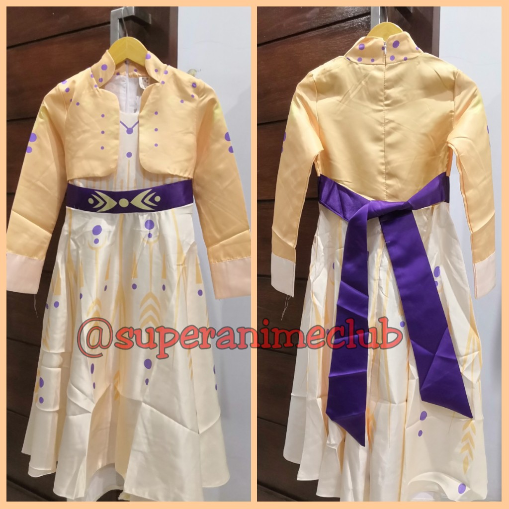 Dress Anak Anna Frozen II Kostum Baju Perempuan Gaun Pesta Ulang Tahun Ultah Princess