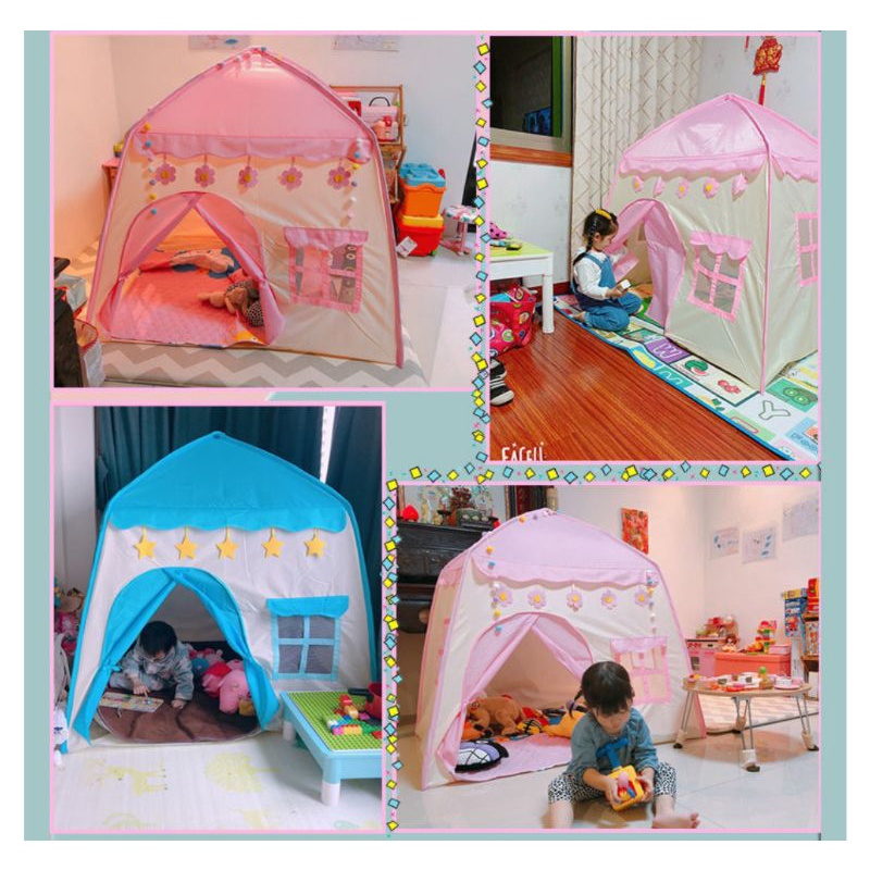 [MURAH] Tenda Mainan Anak bentuk Rumah warna Biru/Tenda anak Jumbo tiga jendela
