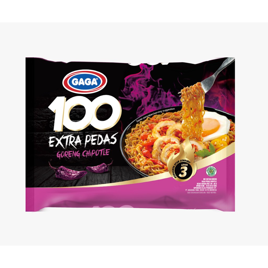 

Gaga 100 extra pedas goreng chipotle 85g exp bulan 10 2025