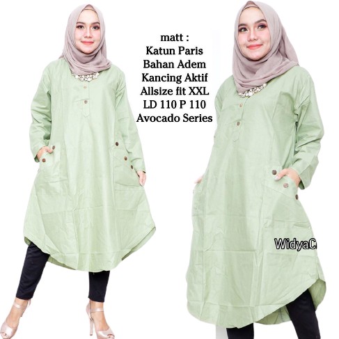 Atasan Muslim BIANKA Tunik PUTIH Katun Import LD 110 Size XL Baju Manasik Haji Tunik By FASYA
