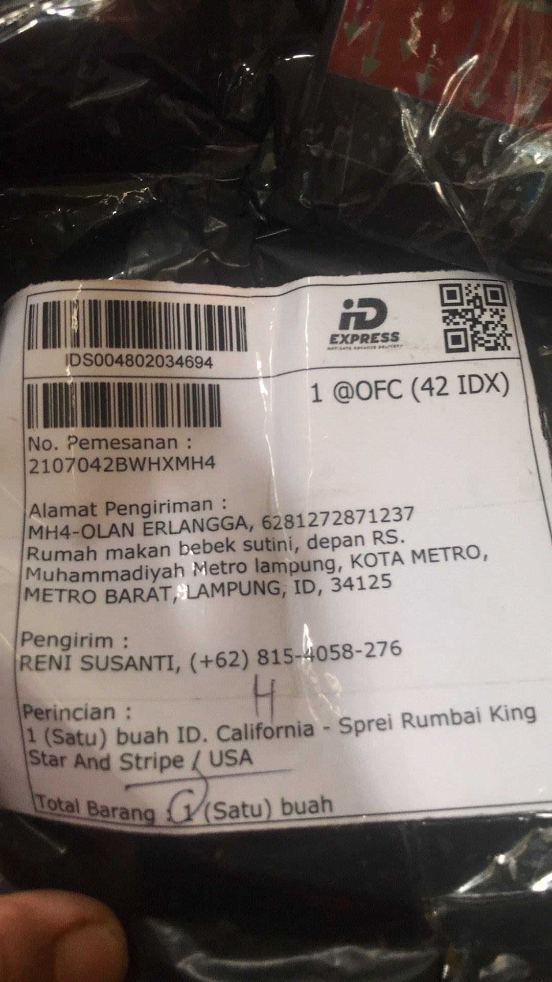 Id. California - Sprei Rumbai King Star And Stripe / Usa