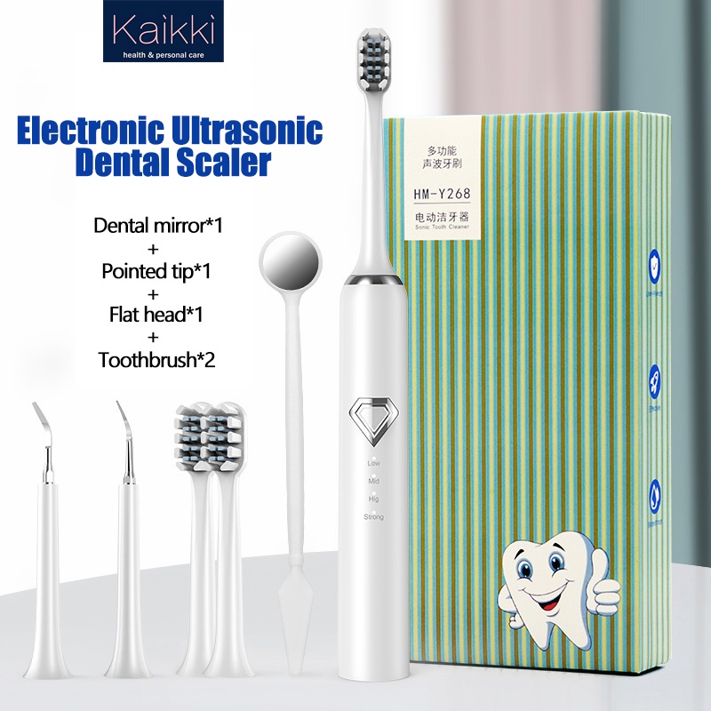 Kaikki Alat Pembersih Karang Gigi Dental Scaling Sonic Elektrik/  2 in 1 alat pembersih karang gigi/tahan air alat pembersih karang gigi elektrik