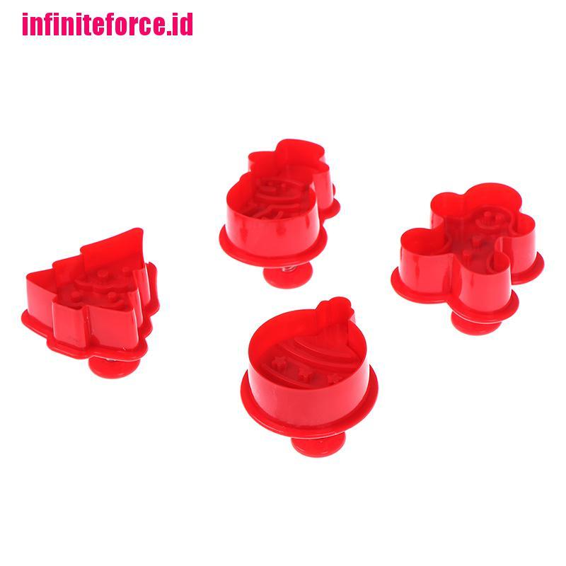 4pcs/set christmas cookie biscuit mold 3d cookie plunger cutter diy baking mould