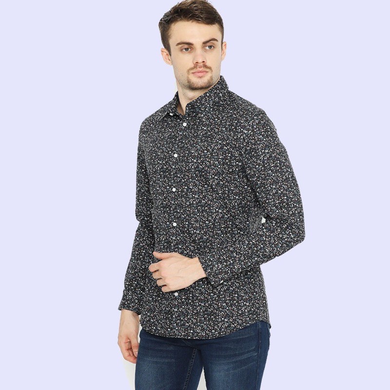 lovemecorner HM62 H&M EASY IRON KEMEJA PRIA CASUAL MOTIF FLORAL WAJIB CEK STOCK