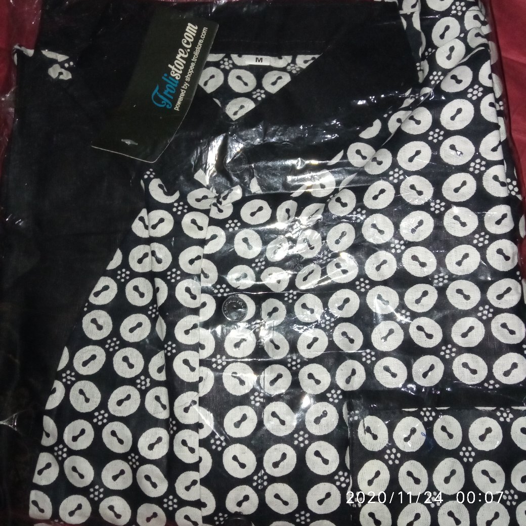 Trolistore Grosir Batik Pria Motif Jahal Batik Hitam Lengan Pendek Baju Batik Atasan Kemeja Batik