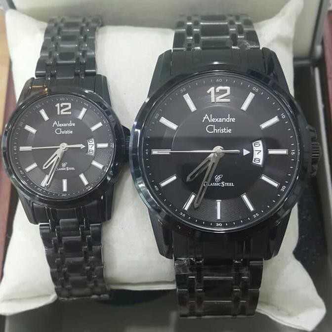 ALEXANDRE CHRISTIE AC8325 / AC 8325 BLACK JAM TANGAN COUPLE