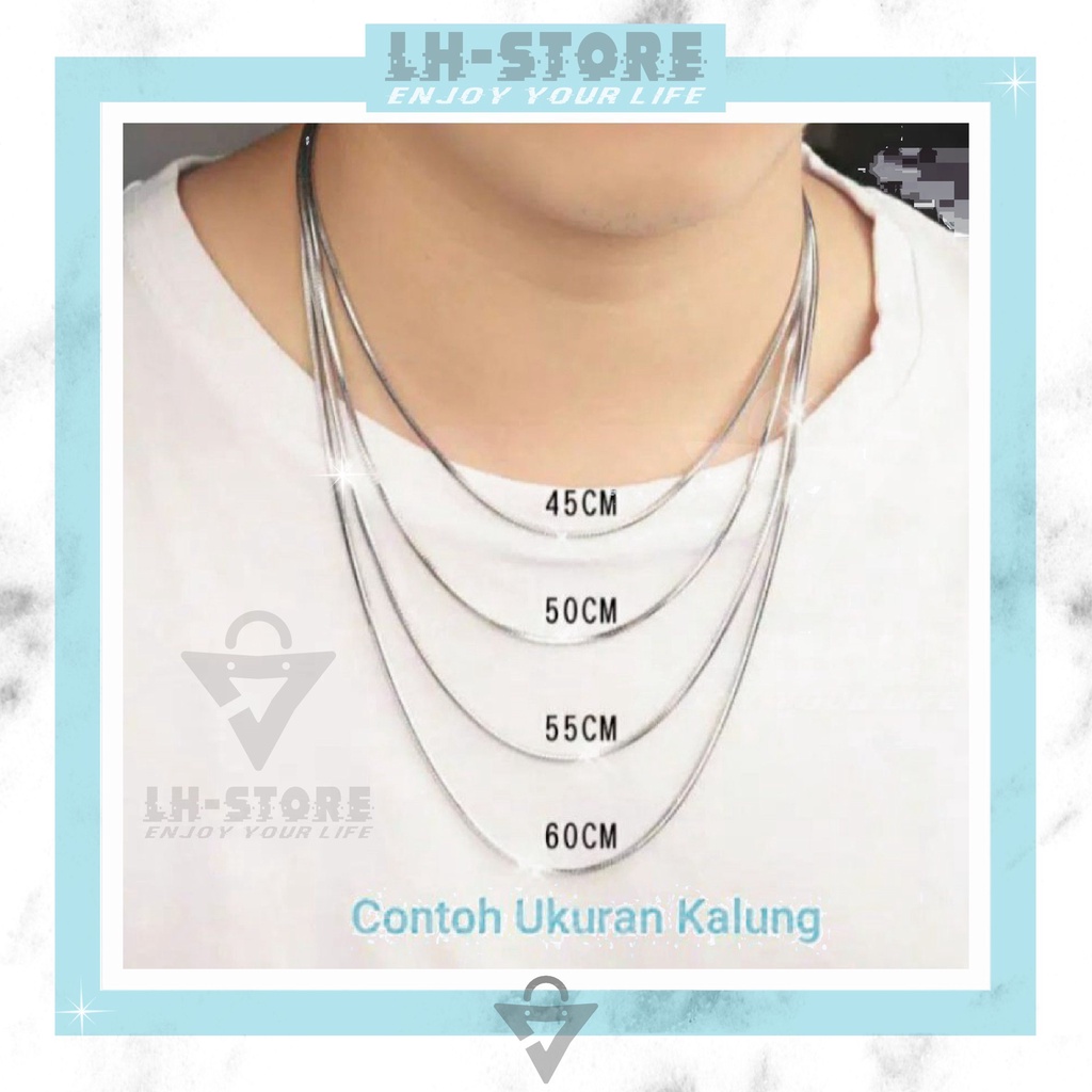 KALUNG MASKER TITANIUM GEPENG PIPIH PRIA WANITA WARNA SILVER GOLD BLACK | SIMPLE ELEGAN