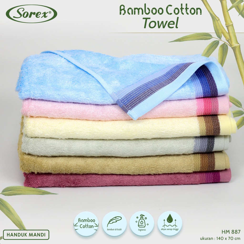 Sorex Handuk Mandi Dewasa Cotton Bamboo Lembut Daya Serap Tinggi HM 887