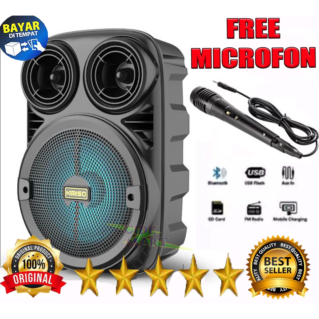 [UKURAN BESAR] SPEAKER BLUETOOTH 3381 FREE MICROFON / Speaker Aktif Bluetooth Kimiso 3381 Bonus Mic / Speaker Bluetooth Karaoke Outdoor