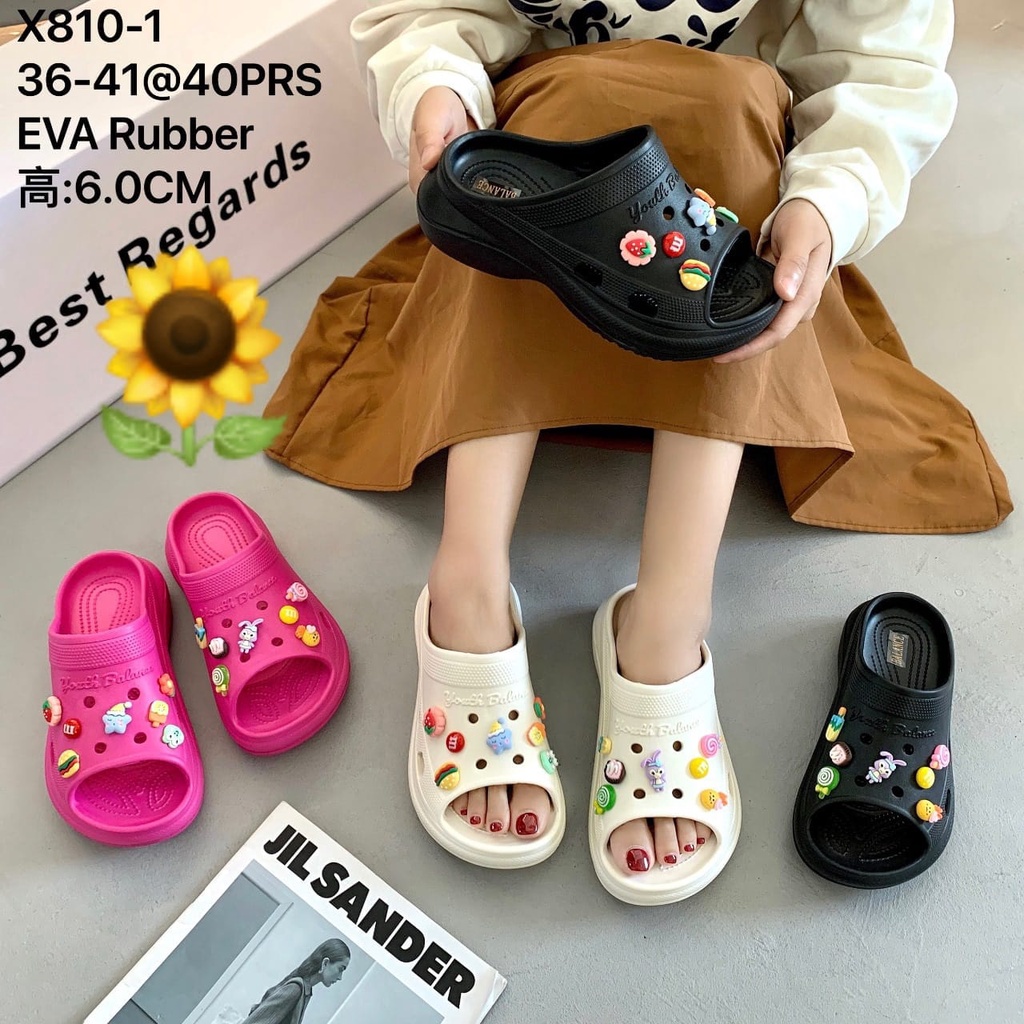 Sandal Karet Jelly Wedges Wanita import Model Terbaru Original Kekinian by AGUNG STYLE Balance X810-1