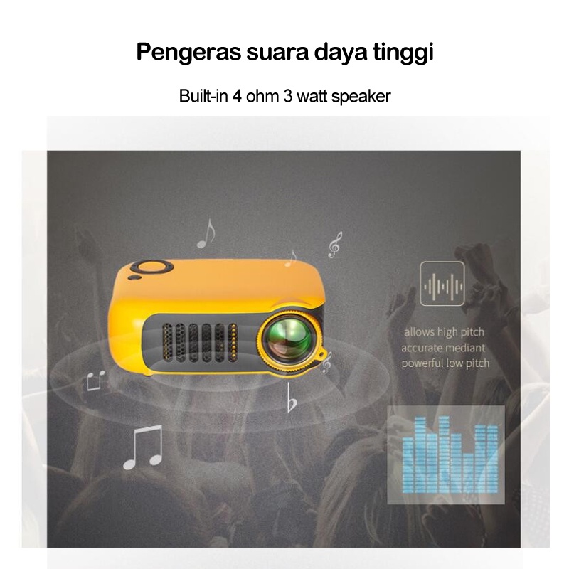 ❣️Garansi&amp;Hadiah❣️Mini Projector A2000 Full HD 1080P Video Projector 800 Lumens Portable PAKET LENGKAP ORIGINAL